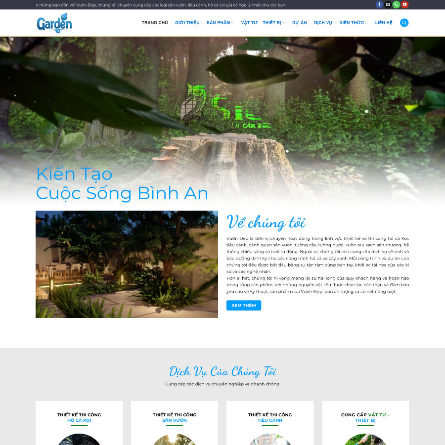Theme WordPress thi công hồ cá Koi Tiểu cảnh 02